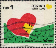 Israel Poste Obl Yv:1110 Mi:1166II With Love (Lign.Ondulées) - Oblitérés (sans Tabs)