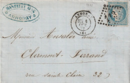 Lettre De Annonay à Clermont Ferrand LAC - 1849-1876: Klassieke Periode