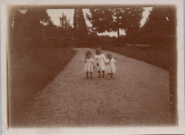 Photographie Photo Vintage Snapshot Anonyme Enfant Mode Parc Jardin Trio - Anonymous Persons