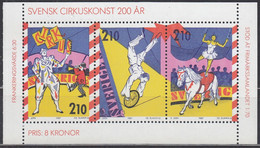 SCHWEDEN Heftchenblatt 151, Postfrisch **, Zirkus 1987 - 1981-..