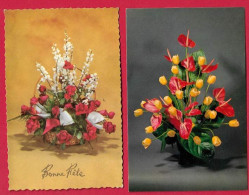 AE915 FLEURS  2 CARTES POSTALES - Blumen