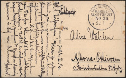 Ansichtskarte Kiel Kriegshafen Marine Schiffspoststempel MSP Nr. 2a 22.1.1916 - Briefe U. Dokumente
