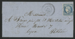 DROME N° 60A Obl G4747 + C. à D. Perlé (T 24) ALLEX 17/11/71 Indice 12 = 90 € Sur Lettre Pour Lyon - 1849-1876: Klassik