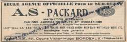 Ancienne Publicité (1934) : A.S - Packard, Camions Américains Neufs Et D'occasions, Liberty, GMC, Dodge, Bordeaux - Advertising