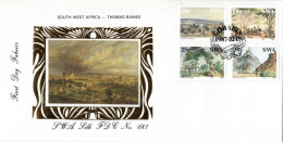 South West Africa - 1987 Thomas Baines Paintings Silk FDC # SG 471-473 , Mi 600-603 - Südwestafrika (1923-1990)