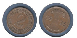 Allemagne, 2 Rentenpfennig 1925 A, KM#31, Deutsches Reich, - 2 Renten- & 2 Reichspfennig