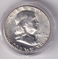 MONEDA DE PLATA DE ESTADOS UNIDOS DE 1/2 DOLLAR DEL AÑO 1963 PROOF (SILVER-ARGENT) - Gedenkmünzen