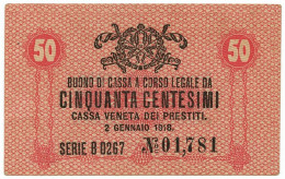 50 CENTESIMI CASSA VENETA DEI PRESTITI OCCUPAZIONE AUSTRIACA 02/01/1918 SPL - Besetzung Venezia