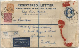 British India PSE Registered CV KG5 Face 2a+1a Airmail Rate 12a + 2a6p Calcutta 15oct1932 To Scotland - 1911-35  George V