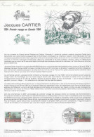 Theme J Cartier Encart Format A4 CANADA N° 869 Y & T + FRANCE N° 2307 Y & T - Neufs