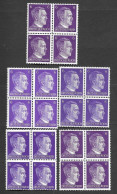 Germany Hitler Stamps Mi 785 5x Block Of 4 MNH. Color Variations - Unused Stamps