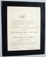 Faire Part Mortuaire Armée Belge 1914-18  2 Frères Tués Le Même Jour Jules Et René Snoeck 10 Octobre 1917 - Obituary Notices