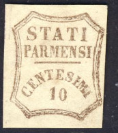 1859 - Governo Provvisorio 10 C. Bruno Nuovo SG Con Varietà Di Clichè Usurato  - Leggere Descrizione (2 Immagini) - Parma