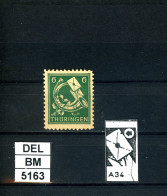 DEL-BM5163, SBZ Thüringen, Xx, 95 AX, W, PLF F A34, Gepr. AG.THÜR - Ungebraucht