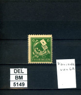 DEL-BM5149, SBZ Thüringen, Xx, 94 AX, T, PLF F A6, Gepr. AG.THÜR.  - Nuovi