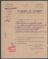 TIMBRE FISCAL MADAGASCAR 25C SEUL Sur DÉCLARATION DE VERSEMENT FAIT À TANANARIVE EN 1932 - Autres & Non Classés