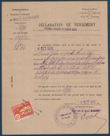 TIMBRE FISCAL MADAGASCAR 10C SEUL Sur DÉCLARATION DE VERSEMENT FAIT À TANANARIVE EN 1932 - Andere & Zonder Classificatie