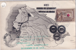 1953 Equador Cartolina Con Annullo Speciale Figurato CARRERA AUTOMOBILISTICA - Voitures