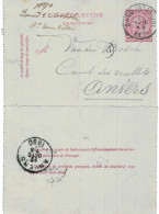 Carte-lettre N° 46 écrite De Gand Vers Anvers   (carte Pliée) - Letter-Cards