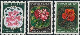 DJIBOUTI 1978  -  FLOWERS.  BOUGAINVILLE GLABRA, HIBISCUS, CAESALPINIA PULCHERRIMA  3v - Djibouti (1977-...)