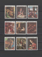Paraguay 1969 Paintings Correggio, El Greco, Botticelli Etc. Christmas Set Of 9 MNH - Religieux