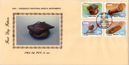 South West Africa - 1985 Traditional Musical Instruments Silk FDC # SG 451-454 , Mi 579-582 - Music