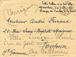 De Paris Vers Toulouse - Pli Non Affranchi (rupture De Timbres à La Poste) - 22 Juillet 1940 - 2. Weltkrieg 1939-1945