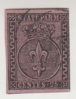 Ducato Di Parma, 25 Centesimi Violetto Usato 1851/52 - Giglio Borbonico Sormontato Dalla Corona Ducale - Linguellato - Parma