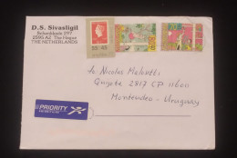 C) 1994. NETHERLANDS. AIR MAIL ENVELOPE SENT TO URUGUAY. MULTIPLE QUEEN JULIANA STAMPS, CHILDREN'S DRAWING. XF - Autres & Non Classés