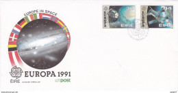 Irland 759/60 FDC, EUROPA/CEPT 1991, Europäische Weltraumfahrt - FDC