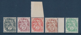 LOT SÉRIE Des 5 TIMBRES AU TYPE BLANC N° 107 À 111 TOUS NEUFS ** MNH - 1900-29 Blanc