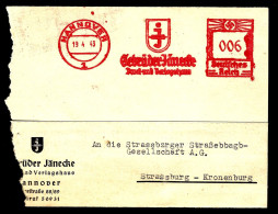 1943 - HANNOVER - EMA GEBRÜDER HÄNECK - DEUTSCHES REICH - VERSO: HEIL HITLER - - Maschinenstempel (EMA)