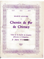 CHEMIN De FER De CHIMAY; Talon De La Feuille De Coupons - Bahnwesen & Tramways