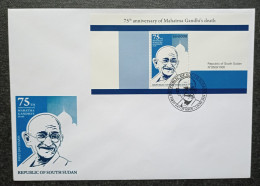 SOUTH SUDAN 2024 - FDC SOUVENIR SHEET BLOC BLOCK BF - 6000 SSP - MAHATMA GANDHI - RARE FDC - Mahatma Gandhi