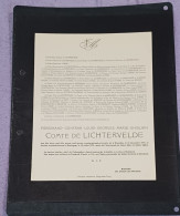 COMTE FERDINAND DE LICHTERVELDE / BAELEGEM 1934 - Obituary Notices