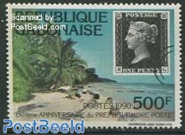 Gabon 1990 Stamps 150th Anniversary 1v, Mint NH, Stamps On Stamps - Neufs