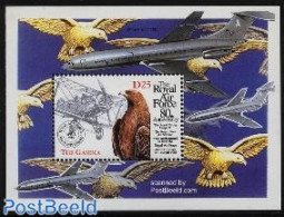 Gambia 1998 RAF/FALCON S/S, Mint NH, Nature - Transport - Birds Of Prey - Aircraft & Aviation - Avions