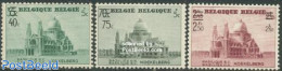 Belgium 1938 Koekelberg Overprints 3v, Mint NH, Religion - Churches, Temples, Mosques, Synagogues - Unused Stamps