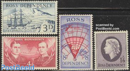 Ross Dependency 1957 Definitives 4v, Mint NH, History - Science - Transport - Various - Explorers - The Arctic & Antar.. - Erforscher