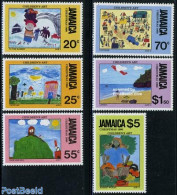 Jamaica 1990 Christmas 6v, Mint NH, Religion - Christmas - Art - Children Drawings - Noël