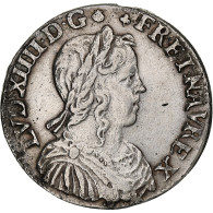 France, Louis XIV, 1/2 Écu à La Mèche Longue, 1654, Saint-Lô, Argent, TTB - 1643-1715 Lodewijk XIV De Zonnekoning