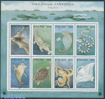 Palau 1994 Philakorea 8v M/s (8x40c), Mint NH, Nature - Bats - Crocodiles - Fish - Sea Mammals - Turtles - Poissons
