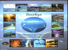 Penrhyn 2011 Tourism 15v M/s, Mint NH, Nature - Various - Fish - Trees & Forests - Turtles - Tourism - Sharks - Poissons