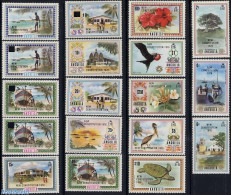 Anguilla 1976 Definitives, Overprints 18v, Mint NH, Nature - Transport - Birds - Flowers & Plants - Trees & Forests - .. - Rotary Club