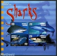 Antigua & Barbuda 2003 Sharks 4v M/s, Mint NH, Nature - Fish - Poissons