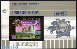 Cambodia 1974 UPU Centenary S/s Imperforated, Mint NH, Transport - U.P.U. - Space Exploration - U.P.U.