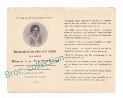 Montaigut-en-Combrailles, Mémento De Francine Fayolle, 8/08/1928, 25 Ans, (famille Pallot), Souvenir Mortuaire, Décès - Images Religieuses