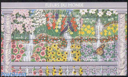 Gabon 1997 Flowers, Insects 6v M/s, Mint NH, Nature - Butterflies - Flowers & Plants - Unused Stamps
