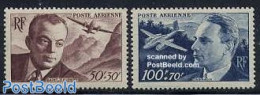 France 1948 Airmail Pioneers 2v, Mint NH, Transport - Aircraft & Aviation - Art - Authors - De Saint-Exupery - Ongebruikt