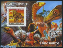 Sao Tome/Principe 2004 Dinosaurs S/s, Mint NH, Nature - Various - Prehistoric Animals - Rotary - Prehistorisch